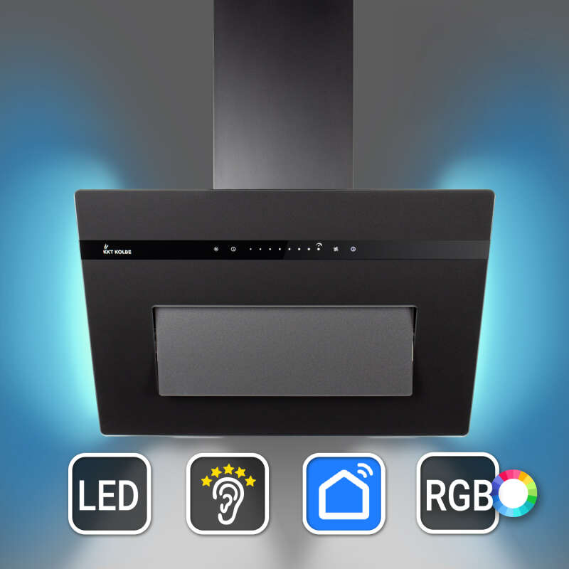 Dunstabzugshaube 60cm matt schwarz PLOOM6005S RGBW...