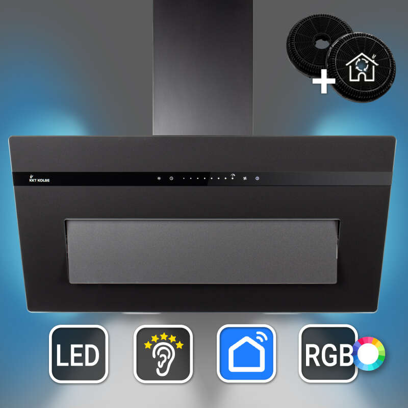 Dunstabzugshaube 90cm matt schwarz PLOOM9005S RGBW...