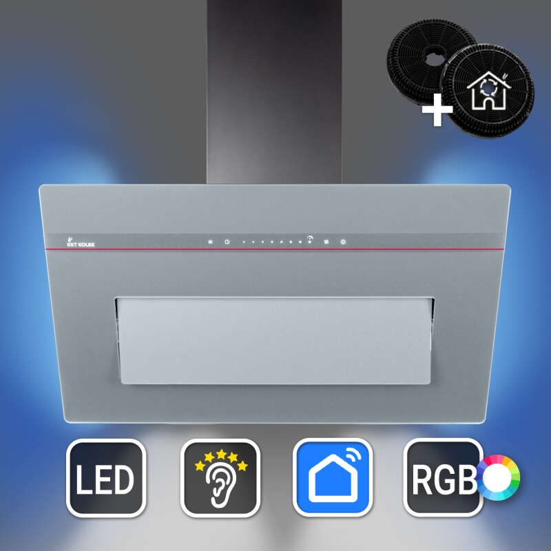 Dunstabzugshaube 80cm matt grau PLOOM8005G RGBW...