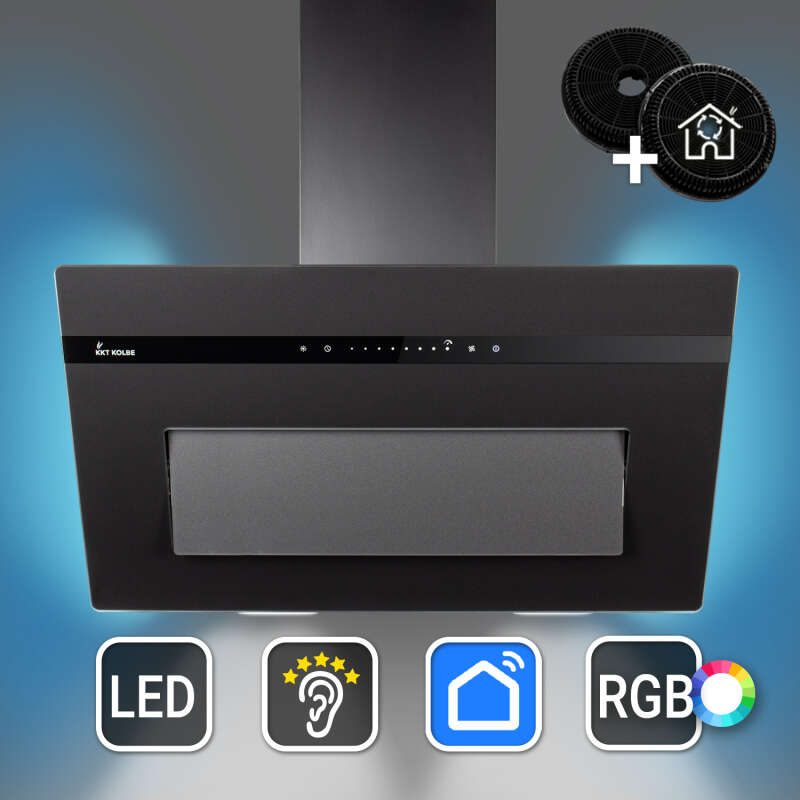 Dunstabzugshaube 80cm matt schwarz PLOOM8005S RGBW...