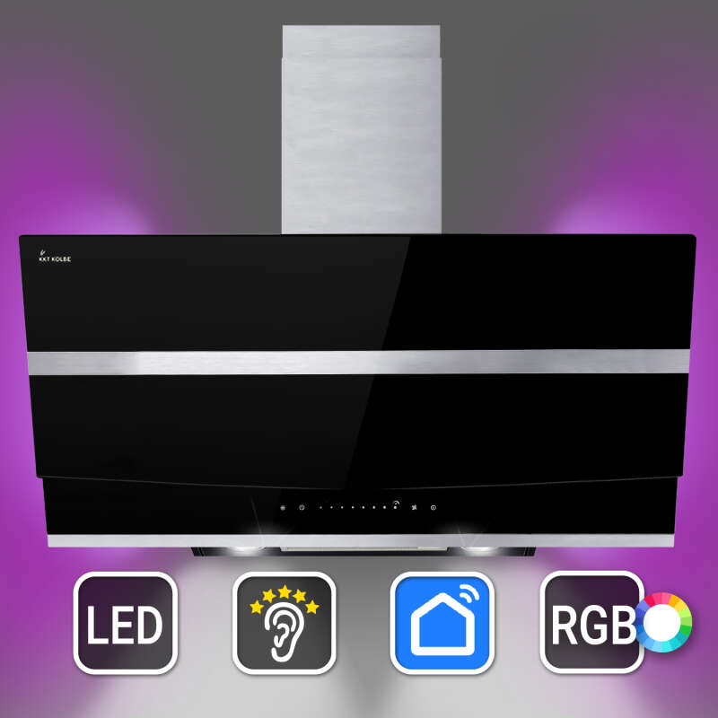 Dunstabzugshaube 90cm HERMES9005SM RGBW Ambientebeleuchtung