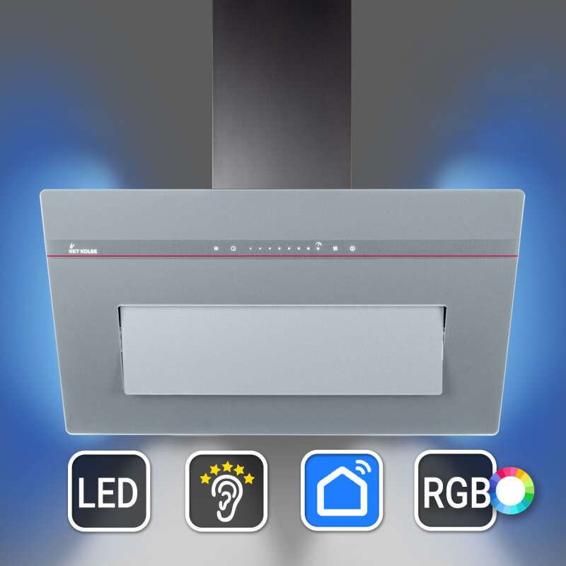 Dunstabzugshaube 80cm matt grau PLOOM8005G-1WV RGBW...