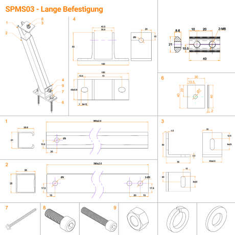 SPMS03 Verstellbare Aufst&auml;nderung f&uuml;r 2 Module