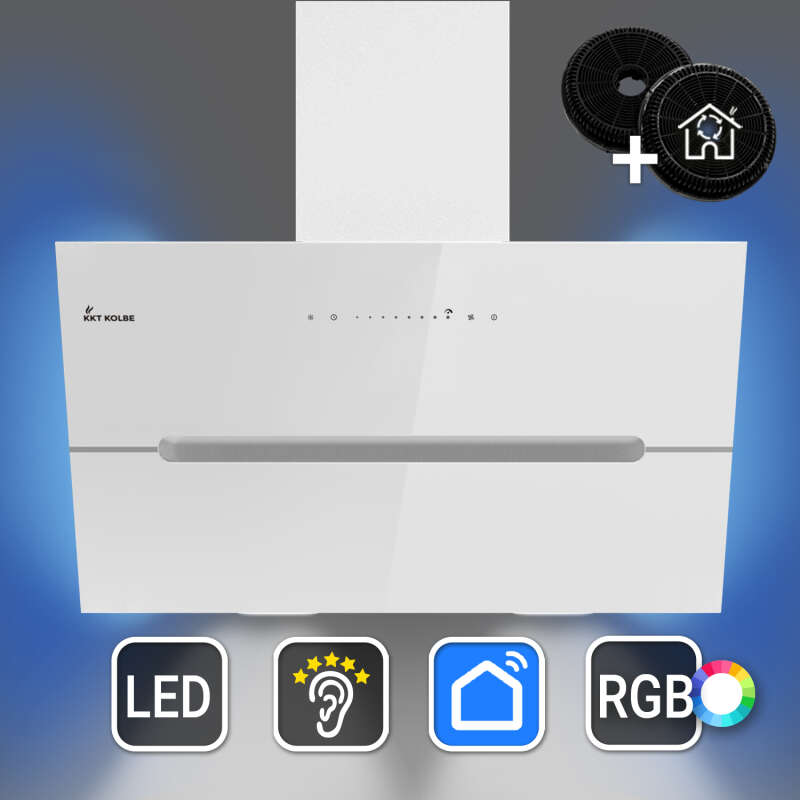 Dunstabzugshaube 80cm ECCO8005WM RGBW Ambientebeleuchtung